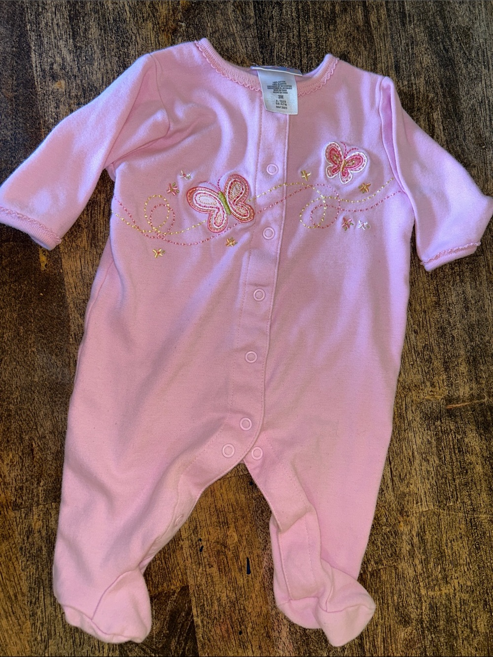Carter's Light Pink Butterfly Footed One-Piece